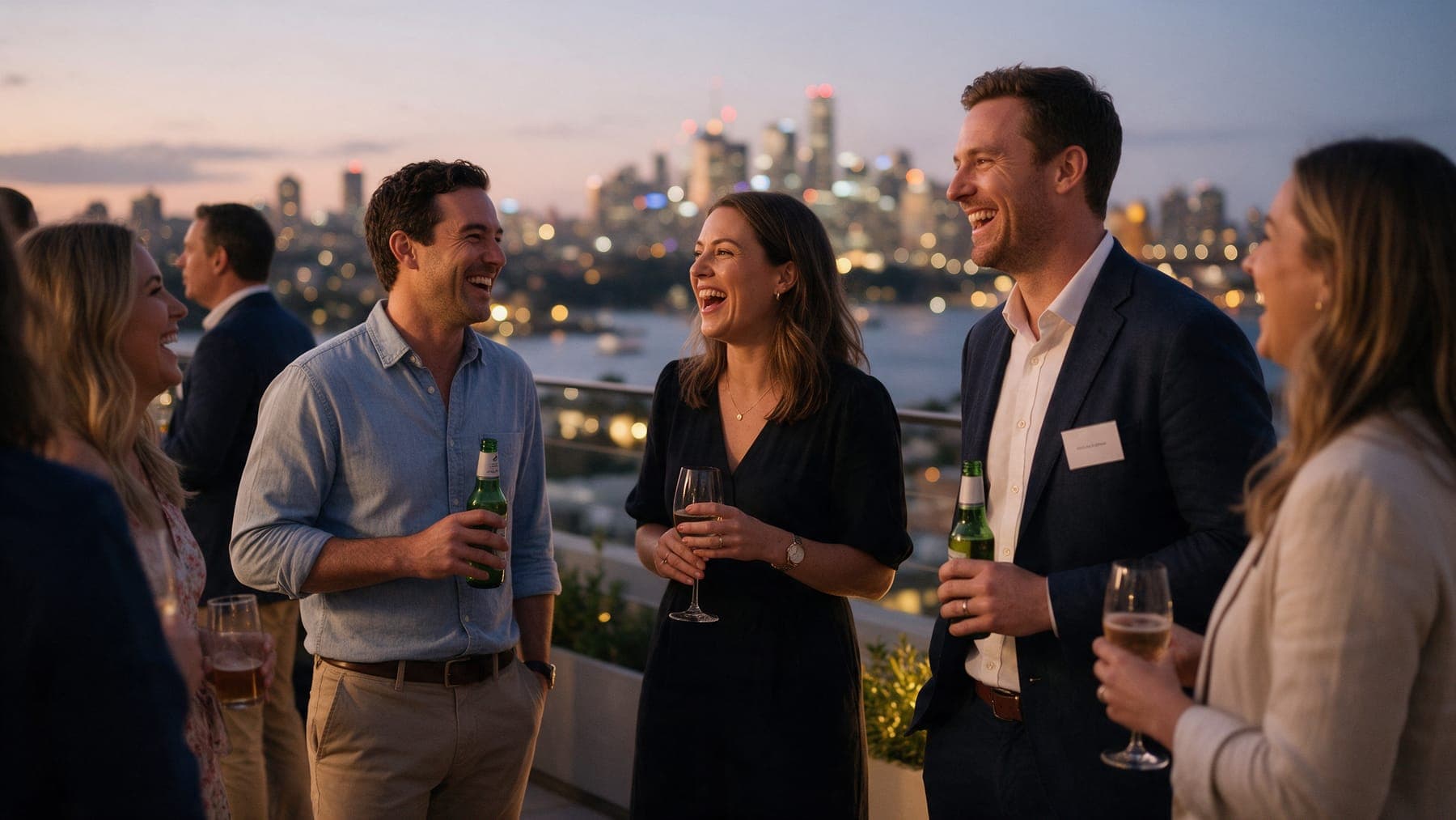 Founders talking at an evening event in Sydney
